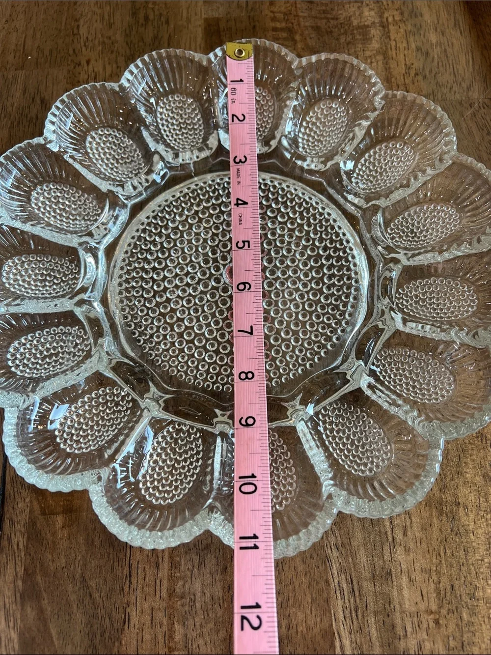 Vintage Indiana Glass Deviled Egg Platter Plate Clear Hobnail Glass 11”